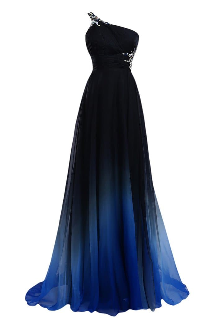 Audrey Bride Gradient Color Prom Evening Dress Beaded Ball Gown