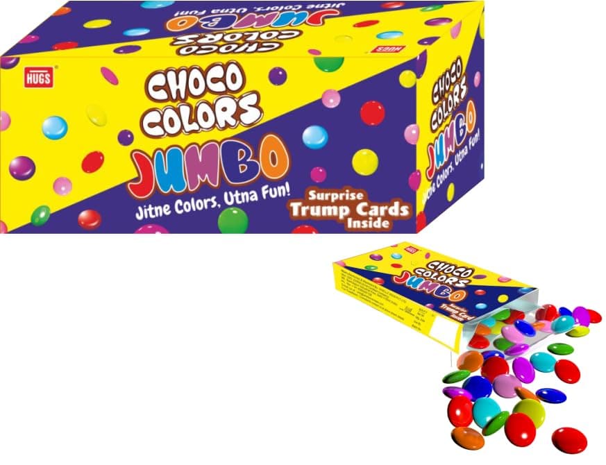 Hugs Choco Colors – Chocolate Gems Box | Colorful and Chocolaty Chocolate Gems (30 pouches x 13gm each)