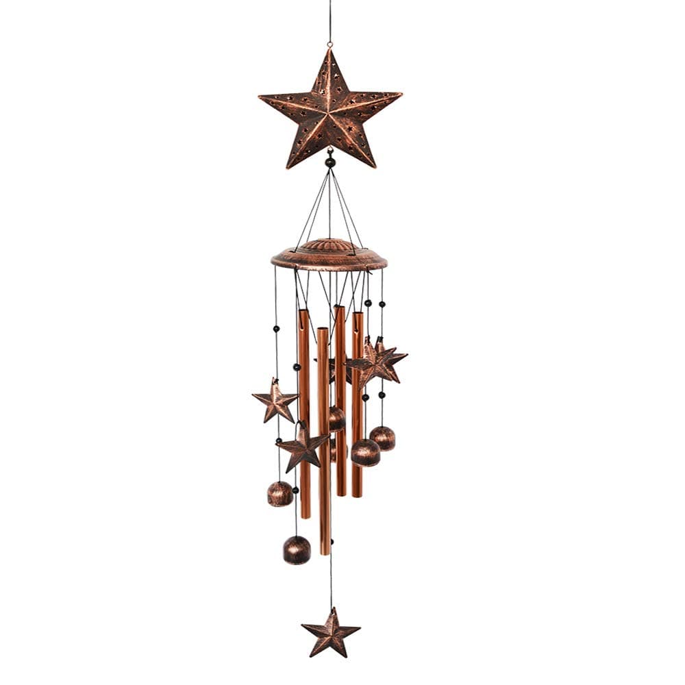 Star Wind Chimes-4 Hollow Aluminum Tubes -Wind Bells and Stars-Wind Chime with S Hook for Indoor and Outdoor, Ideal Household Decor and Garden Ornaments.