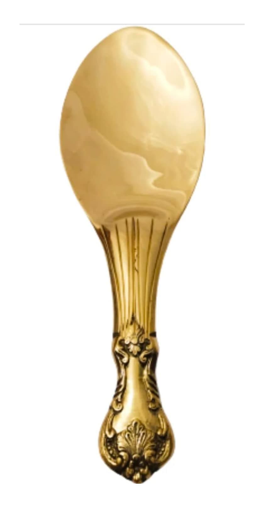 BONA FIDE Brass Serving Spoon, Rice Spoon, Palta, Chamcha, 9 Inch, 150gm, Gold, 1 Count