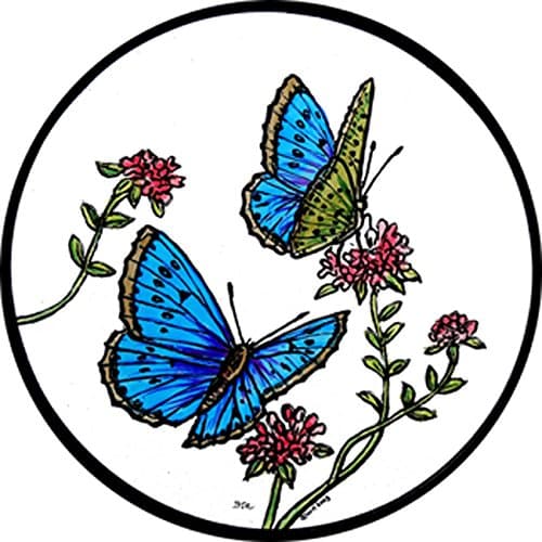 STAINED GLASS WINDOW ART - STATIC CLING DECORATION - BLUE BUTTERFLIES