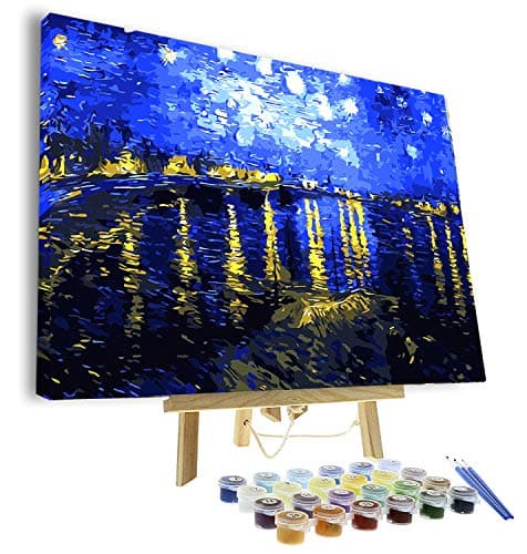 VIGEIYA DIY Paint by Numbers for Adults Include Framed Canvas and Wooden Easel with Brushes and Acrylic Pigment 15.7x19.6inch