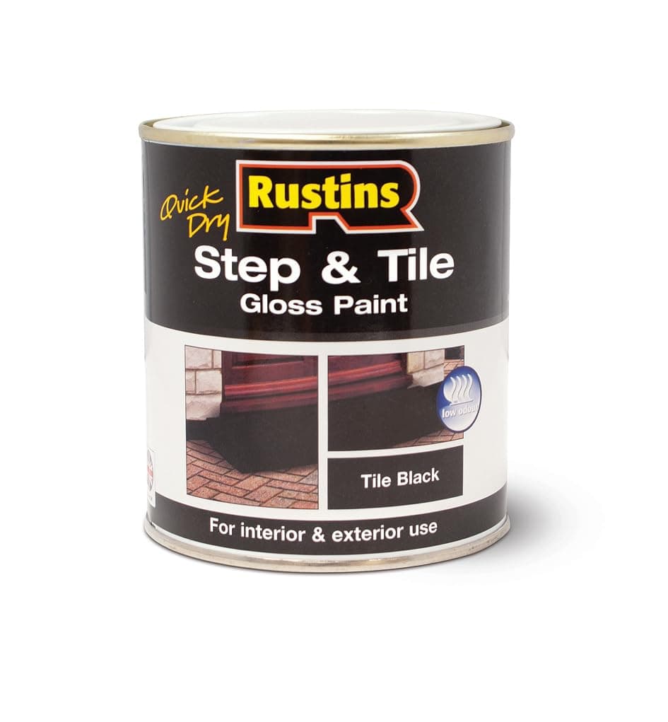 RUSTINS Step & Tile Paint Black 250ml – Hard-Wearing Floor Coating for Concrete, Stone & Brick – Durable, Slip-Resistant Finish for Indoor & Outdoor Use – Available in Red & Black