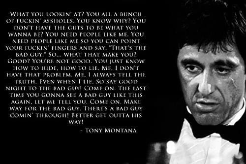 Scarface - Al Pacino Tony Montana Quotes Movie Art Silk Canvas Wall Poster Print Picture Art Silk Poster 24x36inch