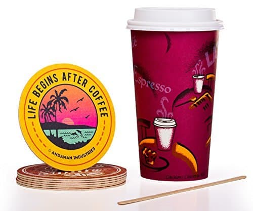 Solo Bistro 24 oz Hot Paper Coffee Cups (100ct) Bundle - Cup, Lid, Stir Stick, and Coaster - Eco-Friendly, BPA Free, Leak Resistant