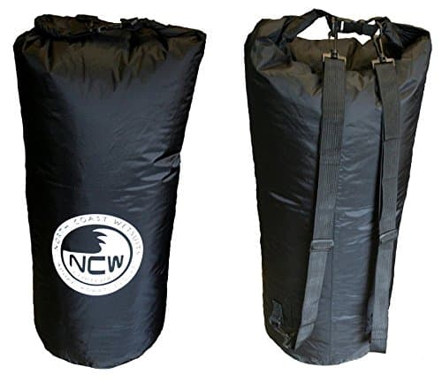 Lightweight 85 litre waterproof drybag / wetsuit carry bag rucksack with straps. 85L. Keeps your wet/muddy kit contained while your car stays dry and clean. We sell these bags to people that use them whilst they do things like SUP, open water swimming, triathlon, jetskiing, kitesurf, kitesurfing, surf live saving, surf live save, surfing, stand up paddle boarding, water skiing, wakeboarding, mud runs, OCR, tough mudders, triathlon, camping, walking, cycling and much more