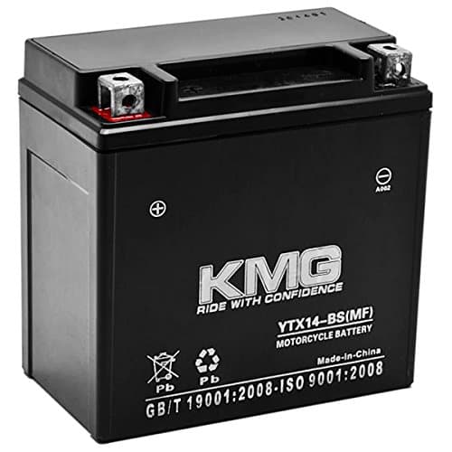 KMG 12V Battery Compatible with Honda 450 TRX500FA Fourtrax Rubicon 2001-2012 YTX14-BS Sealed Maintenance Free Battery High Performance 12V SMF Replacement Powersport Battery