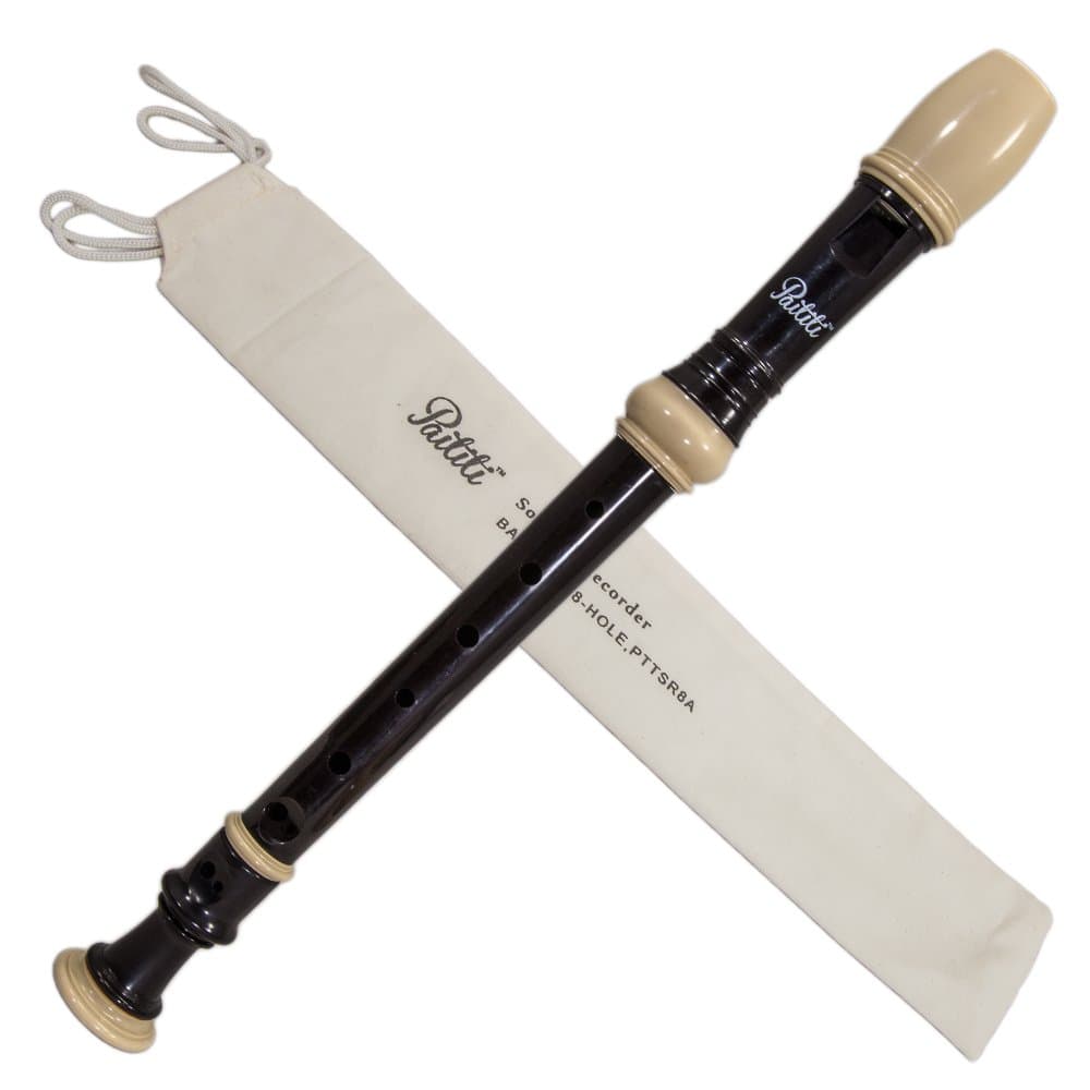 Soprano Recorder 8-Hole With Cleaning Rod + Carrying Bag, Creamy/Black Color, Key of C