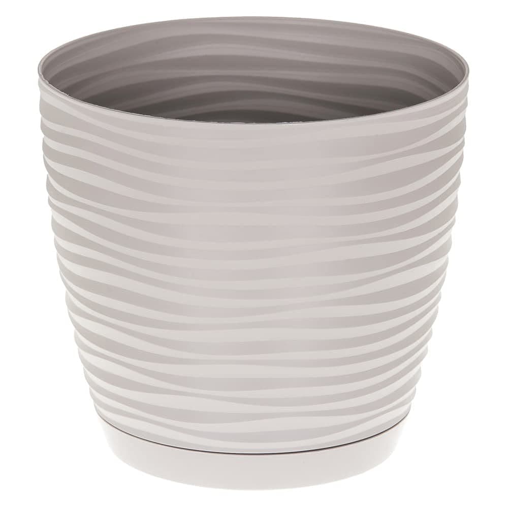 KORAD 3D Sahara Plant Pots with Matching Saucers. Decorative Planters with Drainage Holes for Indoor and Outdoor. Available in 7 Sizes and 8 Colours- (Light Grey, Ø19 cm(7.48 inches)