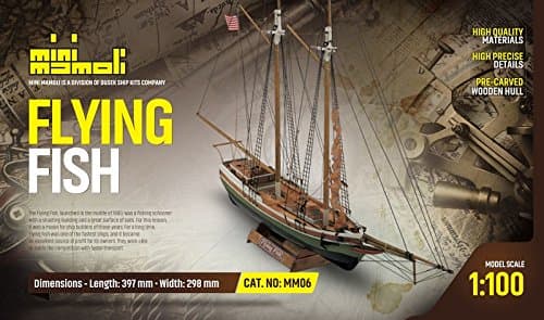 MamoliMM06 - Flying Fish - Pre-Carved Wooden Hull Ship Model Kit - Scale 1/100 Length 397mm (15.5")