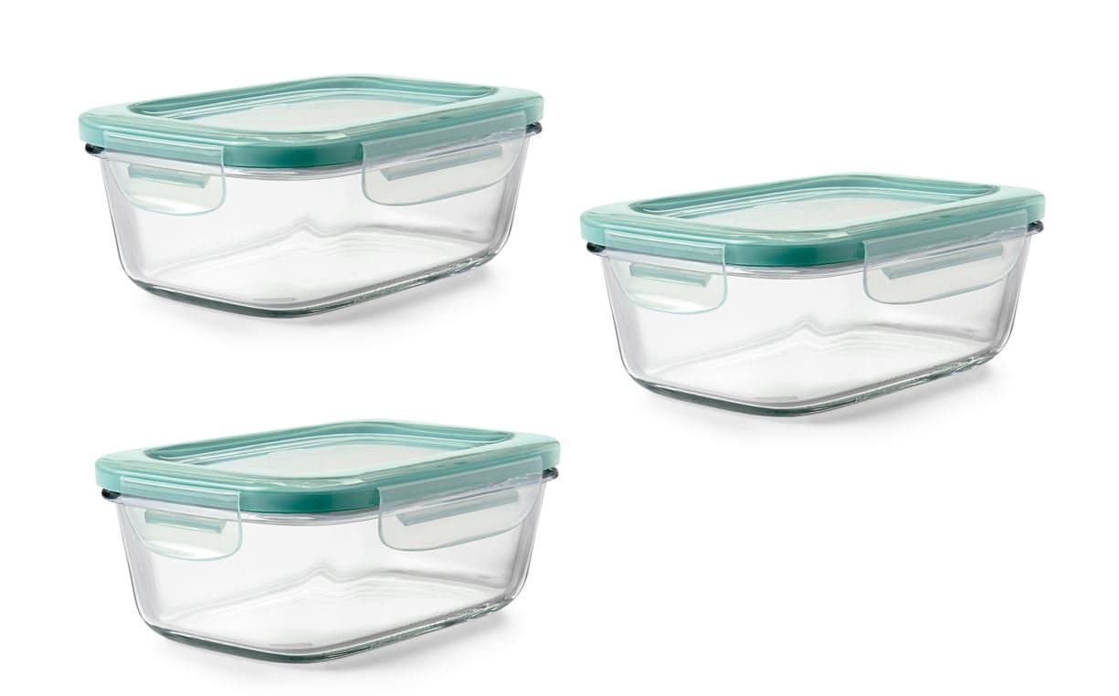 OXO Good Grips 3 Piece SNAP Glass Container Meal Prep Set