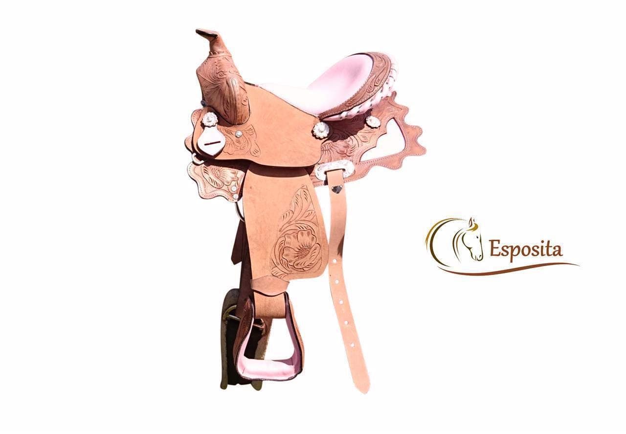 Esposita &apos Western Saddle"Princess with a Pony and Shetlands Genuine Leather Pink 12"