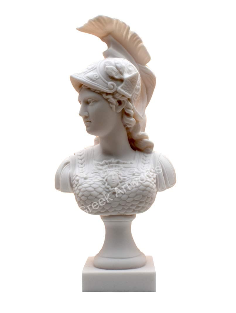 Athena Minerva Bust Head Greek Roman Goddess Cast Marble Sculpture Statue 14.57 inches