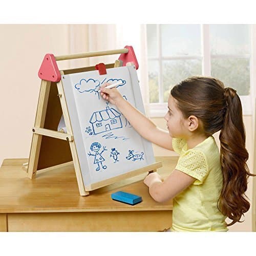 First Learning 3-in-1 Wooden Artist Tabletop Easel (Red)