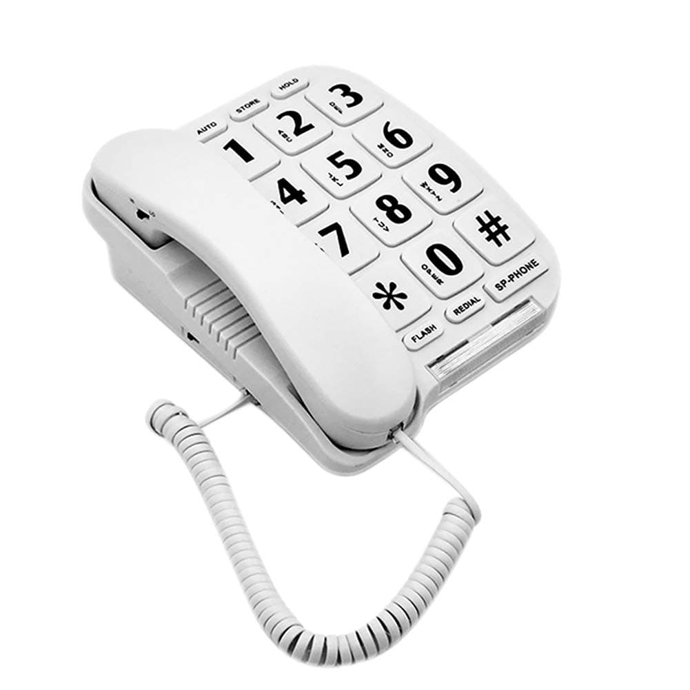 HePesTerP-011 Big Button Corded Phone for Elderly, Amplified Phone for Seniors, Home Telephone Landline with Large Keys Desk Phone with Handsfree Speaker Works in Power Outage for SOS Emergency