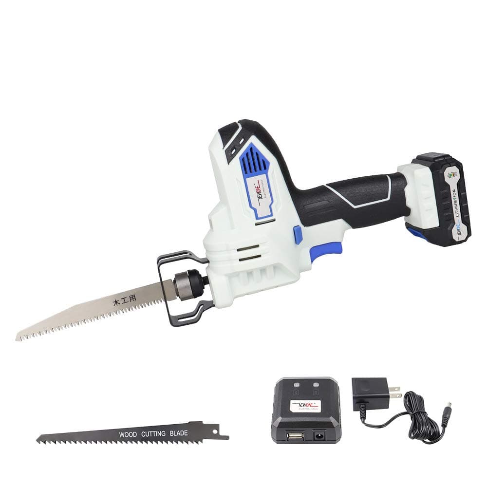 NEWON 12V Cordless Small Reciprocating Saw with 1/2 inch stroke length,2A Battery & 2 Saw Blades,0-3000RPM for Easy Wood, Metal, PVC Pipe Cutting,Smart Charger and USB Power Source