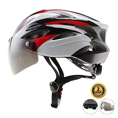 EASECAMP Cycling Bike Helmet with Detachable Magnetic Visor Face Shield for Men (Red)