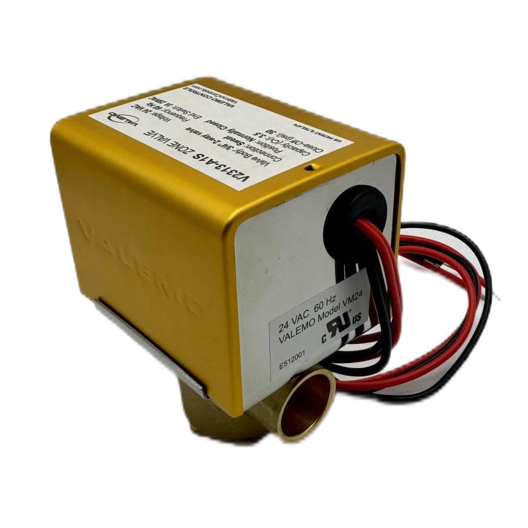 Valemo V2313-A1S Motorized Zone Valve, 2-way, 3/4" Sweat, Normally Closed, 24 VAC with End Switch