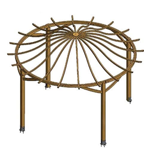 Round Wooden Garden Pergola with Arched Top - Diameter 482cm, H 338 cm