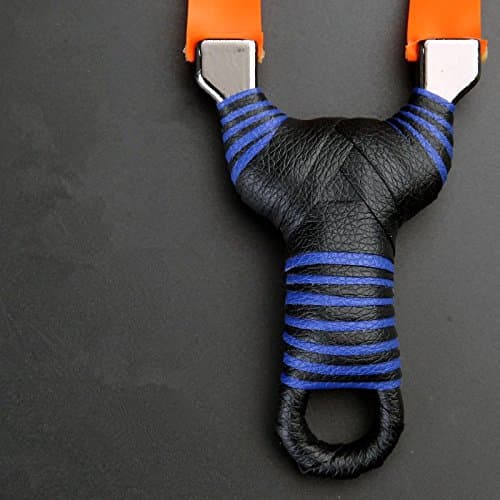 Assolar(TM SS-33 Powerful Flat Leather Rubber Bands Sling Shot High Velocity Catapult Hunting Slingshots (Black&Blue)