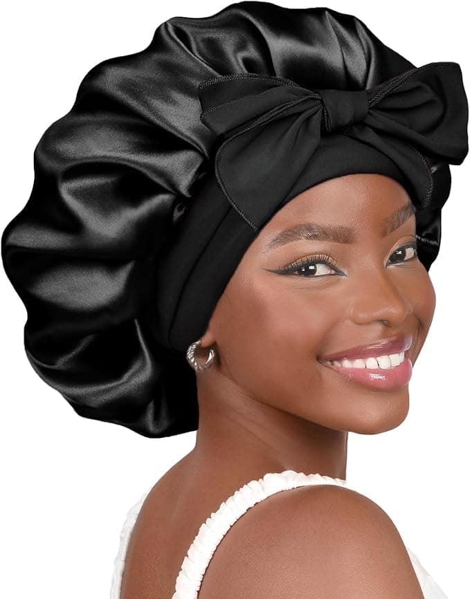 YANIBEST Adjustable Satin Bonnet for Sleeping Women Double Layer Hair Wrap Reduce Friction Prevent Frizz Natural Curly Hair