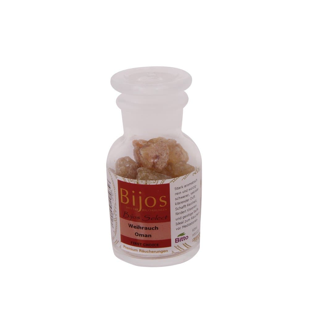 BittoBiJos Select Incense in approx. 60 ml Glass Bottle, Oman Frankincense, First Choice, Balances the Physical and Awakens Higher Consciousness