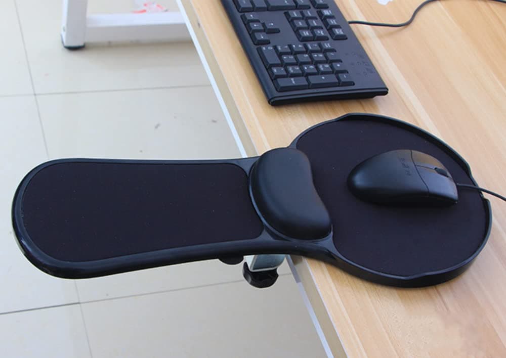 XICHEN® Premium Adjustable Computer Wrist Rest Armrest - Desk and Chair Dual Purpose Attachable Home&Office Computer Arm Support - Ergonomically Designed Mouse Pad (Black)