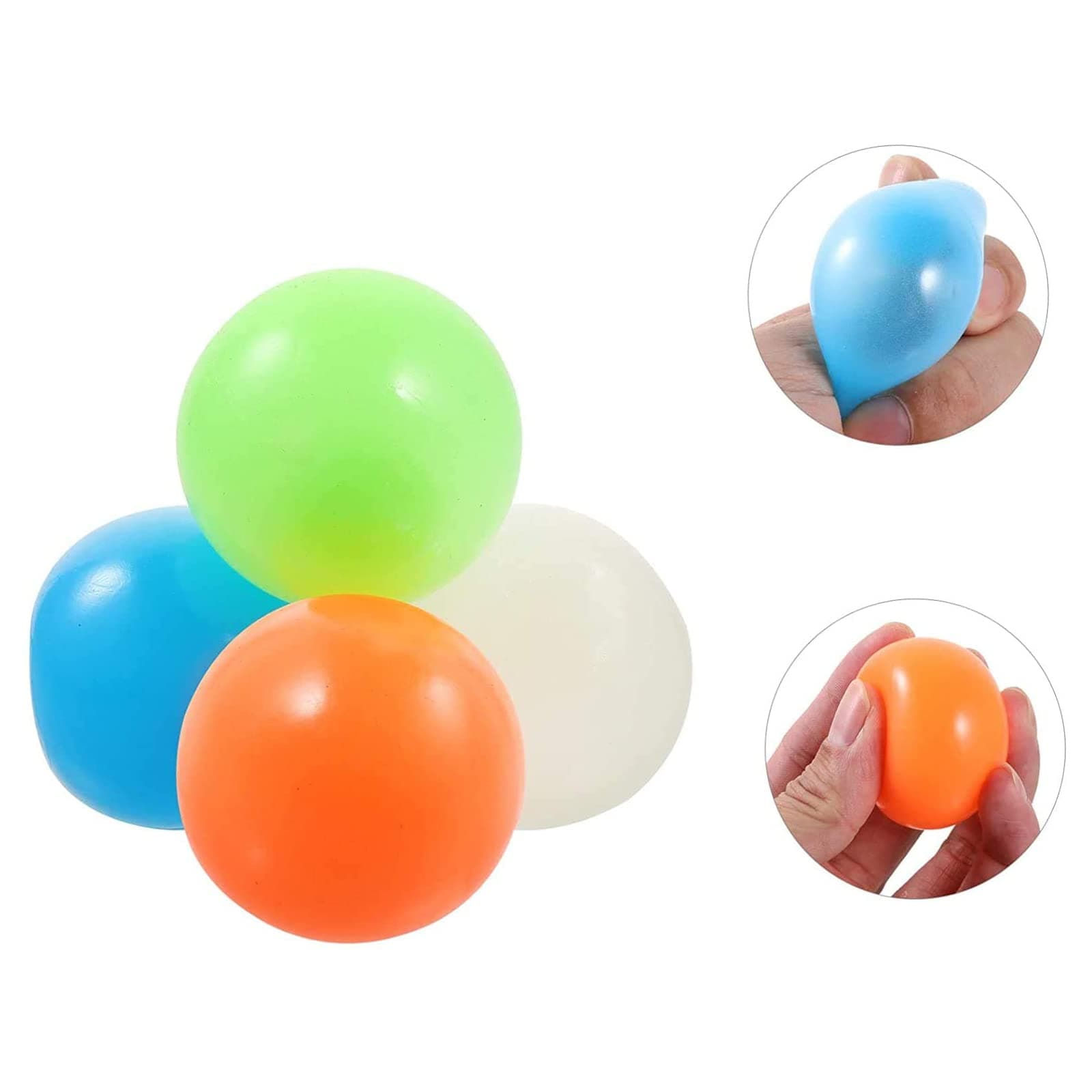 Luminescent Non-Toxic Stick to The Wall and Slowly Fall Off, Stress Relief Balls (4 Pieces )
