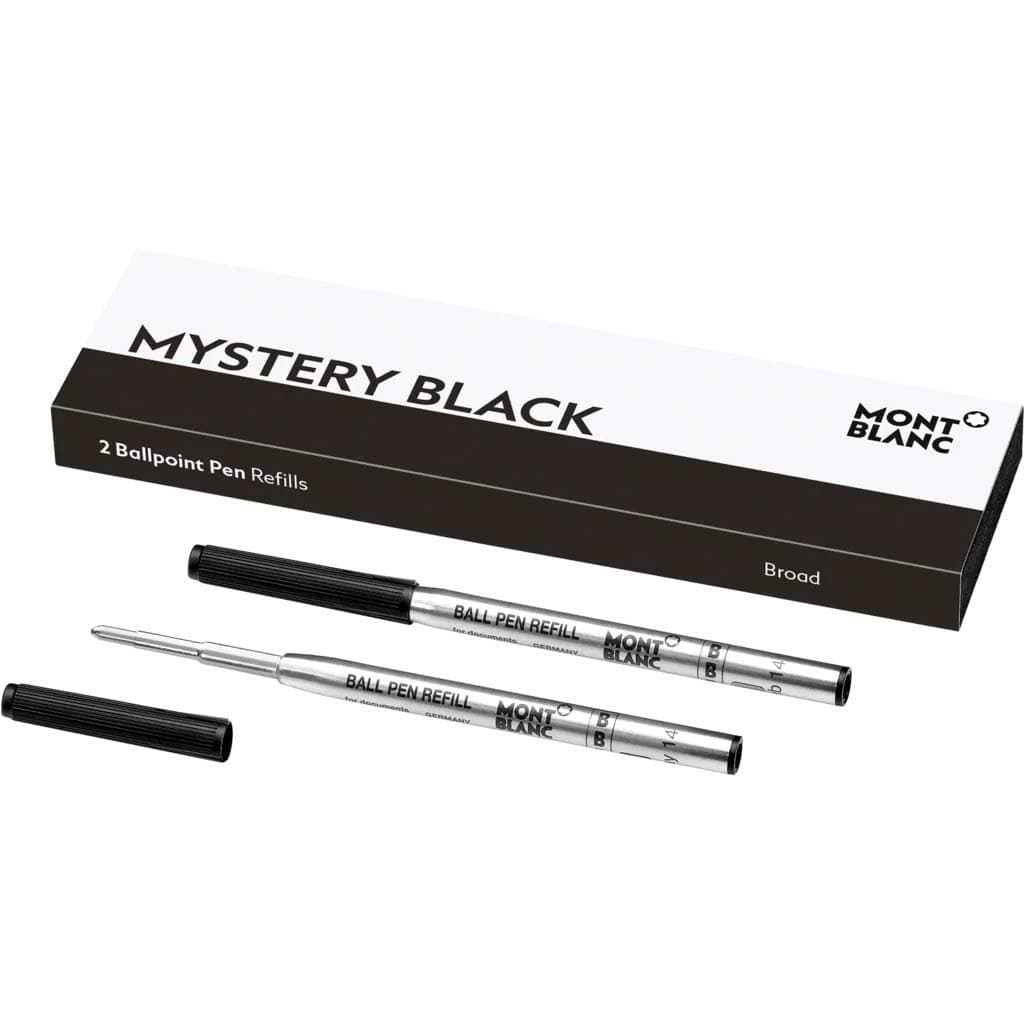 Ballpoint Pen Refills (B) Mystery Black 116191 – Refill Cartridges with a Broad Tip for Montblanc Ball Pens – 2 x Black Ballpoint Refills