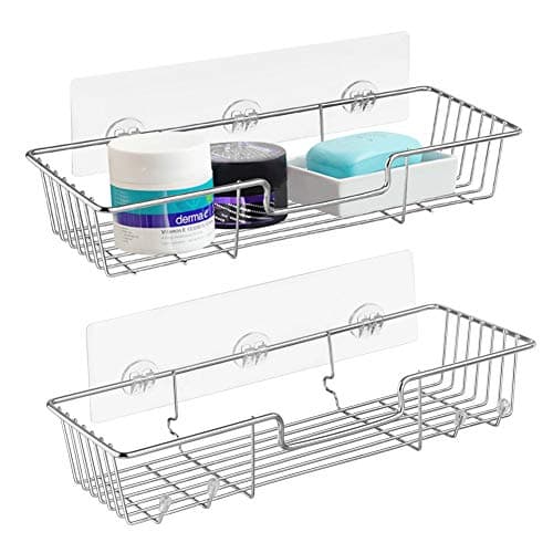 ARCCI Adhesive Shower Caddy Shelf Bathroom Shower Organizer, 304 Stainless Steel Shower Shelf, Powerful Wall Mounted Kitchen Spice Rack, No Drilling Bathroom Caddy