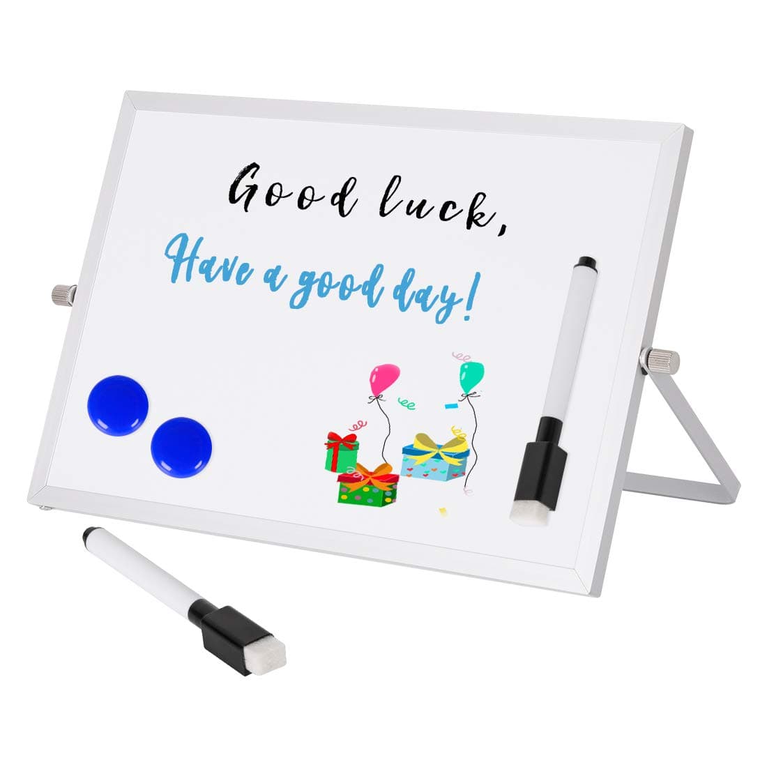 sanlinkee Desktop Whiteboard with Stand, Small Whiteboards Mini White Board Dry Erase Adjustable White Boards for Kitchen Office Home