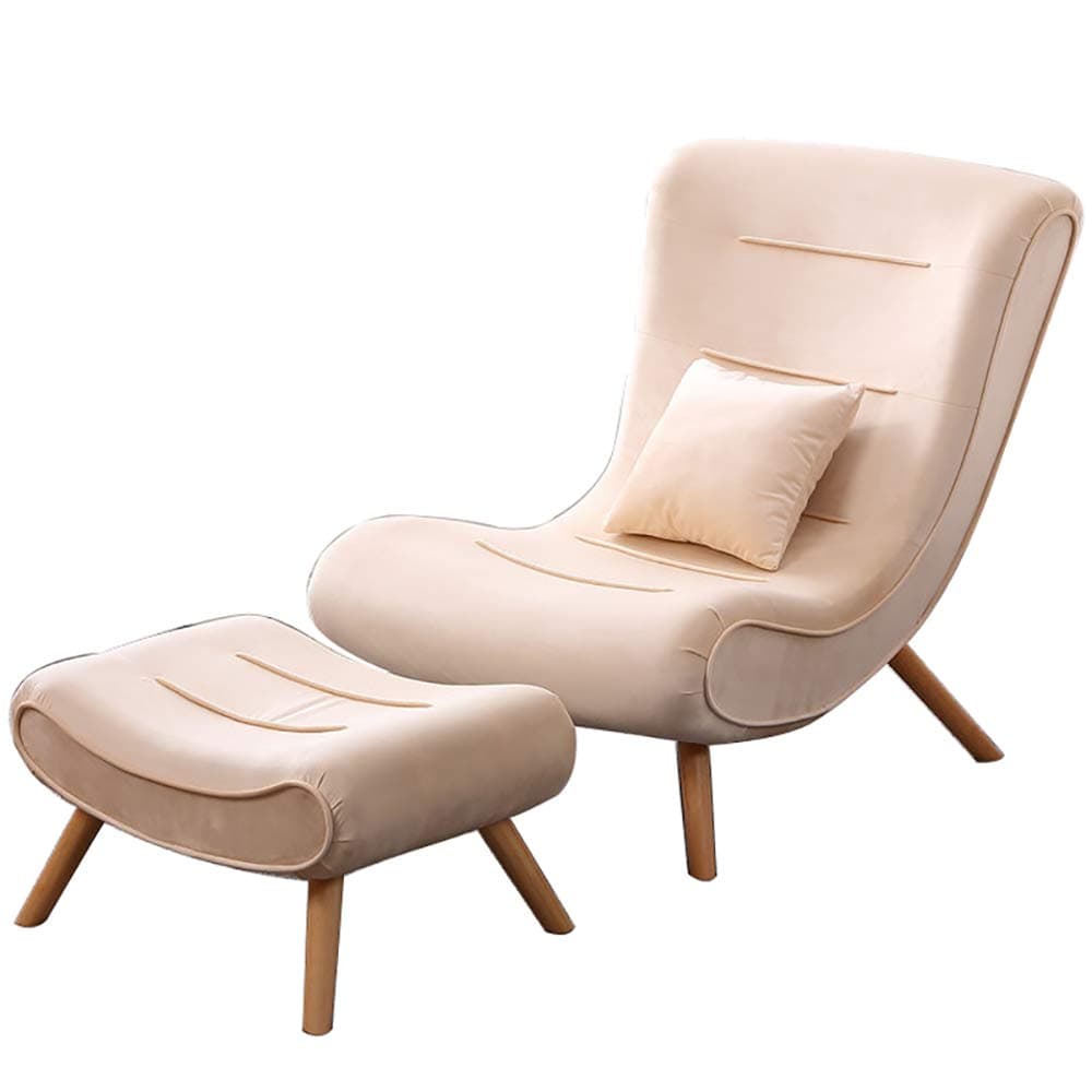 Nar Lazy Sofa, Snail Chair for Living Room, Single Sofa Modern Minimalist Recliner Sofa with Footrest Stool for Bedroom Balcony Backrest (Beige)