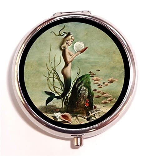 Mermaid with School of Fish Pill Box Pill Case Mermaid Illustration Art Medicine Organizer