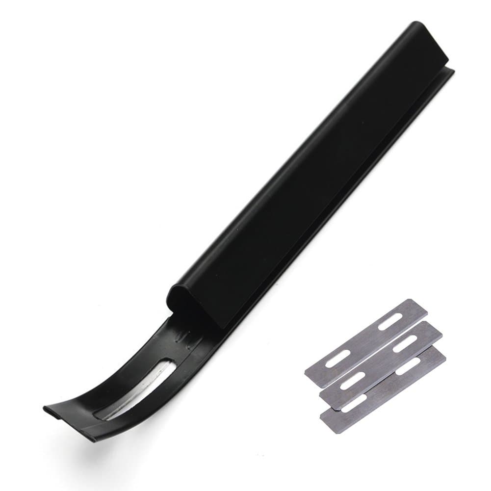 Stainless Steel Leather Skiver Curved Shape Safety Beveler 3 Replaceable Blades Included(Black)