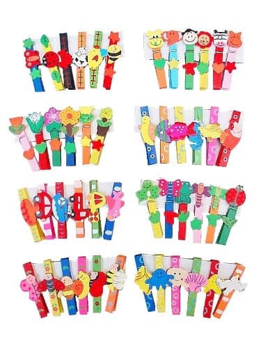 18 Multi Coloured Funky Fun Wooden Clothes Pegs Party Goodie Bag Gifts