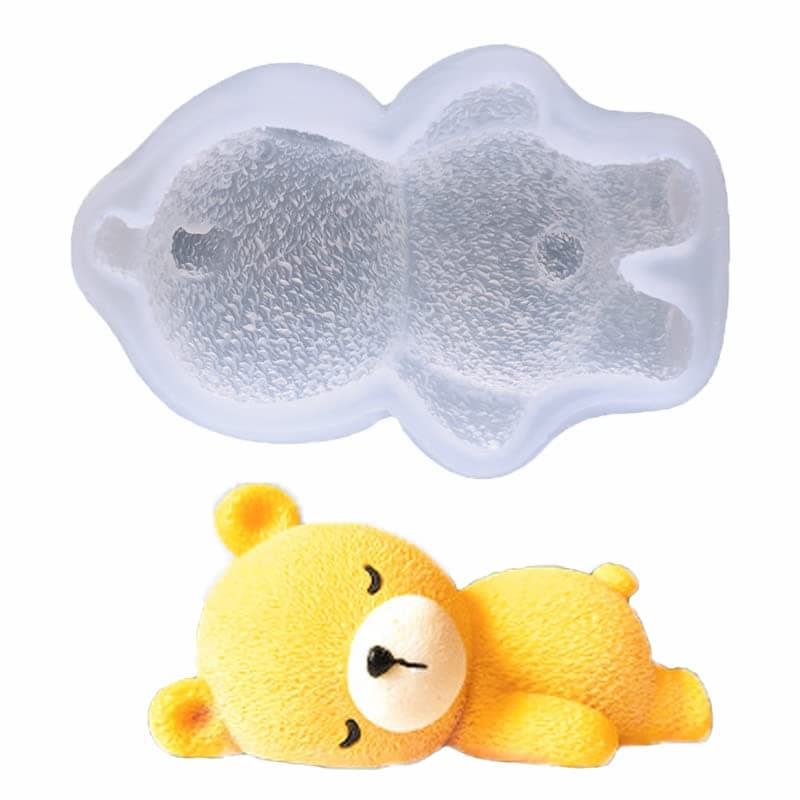 3D Sleeping Bear Doll Silicone Molds for DIY Fondant Candy Making Chocolate Mold Desserts Ice Cube Gum Clay Biscuit Plaster Resin Cupcake Topper Cake Decor Moulds