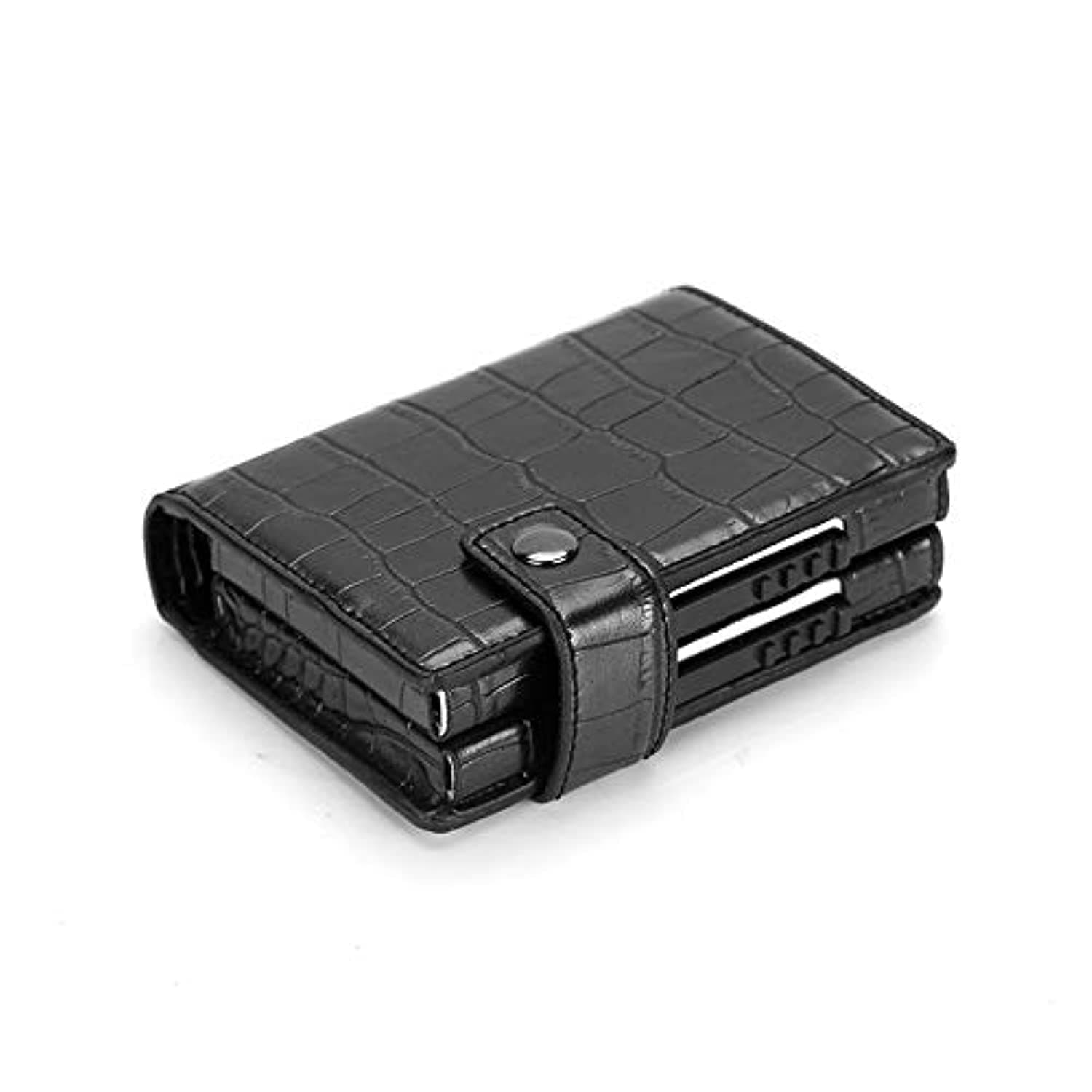 GenericDouble layer pop-up business card case credit card wallet with RFID protection -Crocodile pattern black