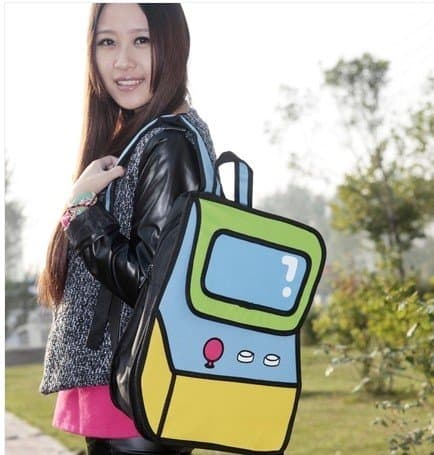 3D recreational machines Jump Style 2D Drawing From Cartoon Paper Bag Comic Backpack Bag
