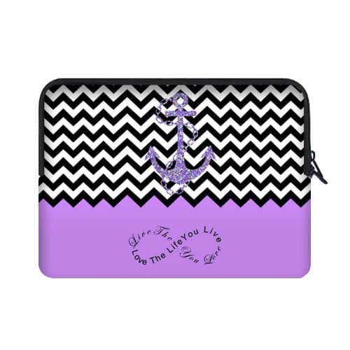 17 Inch Purple Block Chevron Zigzag Infinity Anchor Portable Laptop Carrying Case Sleeve Bag for MacBook, MacBook Air/Pro 17" (Two Sides) Live The Life You Love