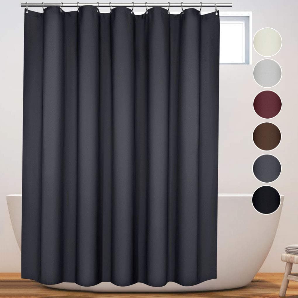 Eforcurtain Heavy Duty Shower Curtain 100% Polyester Fabric Waterproof, Solid Color Bath Curtains for Bathroom, Dark Gray, 72 x 78 Inches Extra Long
