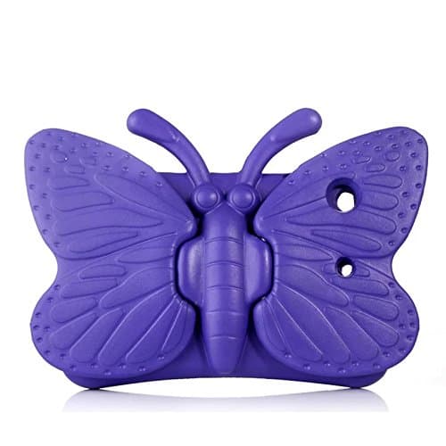 Eightnight Purple Kids Safe Case Non-toxic EVA Foam Light Weight Cute Cartoon Butterfly Design Shockproof Drop Poof Tablet Case Cover With Handle Kickstand for pad Mini 1 2 3 7.9 inch
