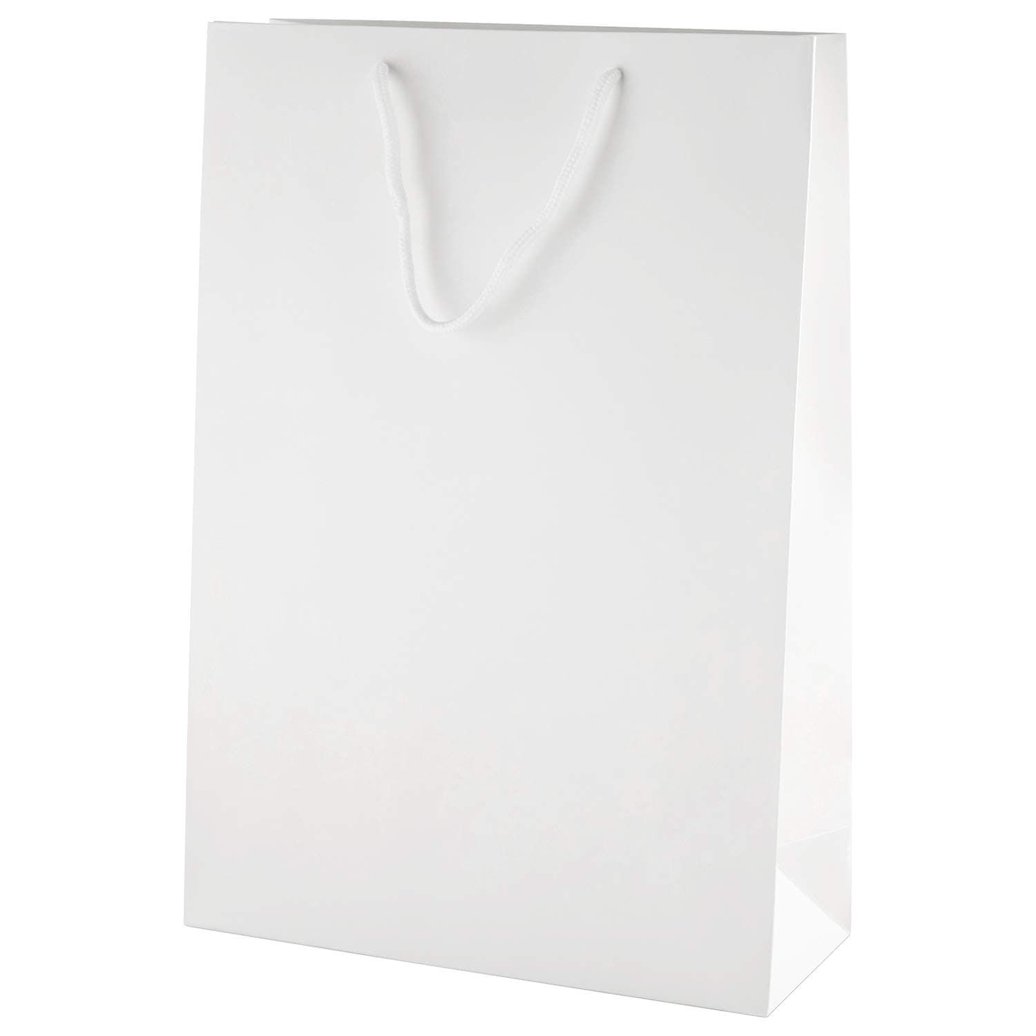 Thepaperbagstore 50 White Luxury Matt Laminated Paper Bags with Rope Handles - Medium Tall 250x360x100mm