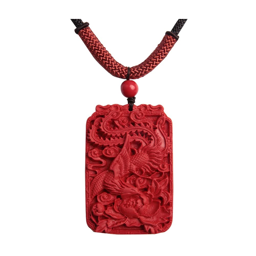 Acxico 1 Pcs Chinese Natural Red Organic Cinnabar Phoenix Pendant Lucky Amulet Hot