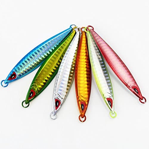 Deep Sea Metal Jig Jigging Fishing Lure Slow Sinking Lead Fish Hard Bait Lures 40g 60g 80g Multi-colored Pack of 6pcs