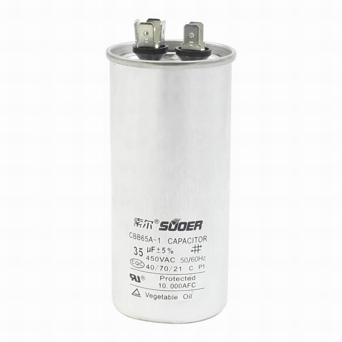 cbb65a-1 Motor Capacitor Capacitance 35Uf Voltage AC 450V Frequency 50/60Hz 40/70/21 Silver Tone Capacitor