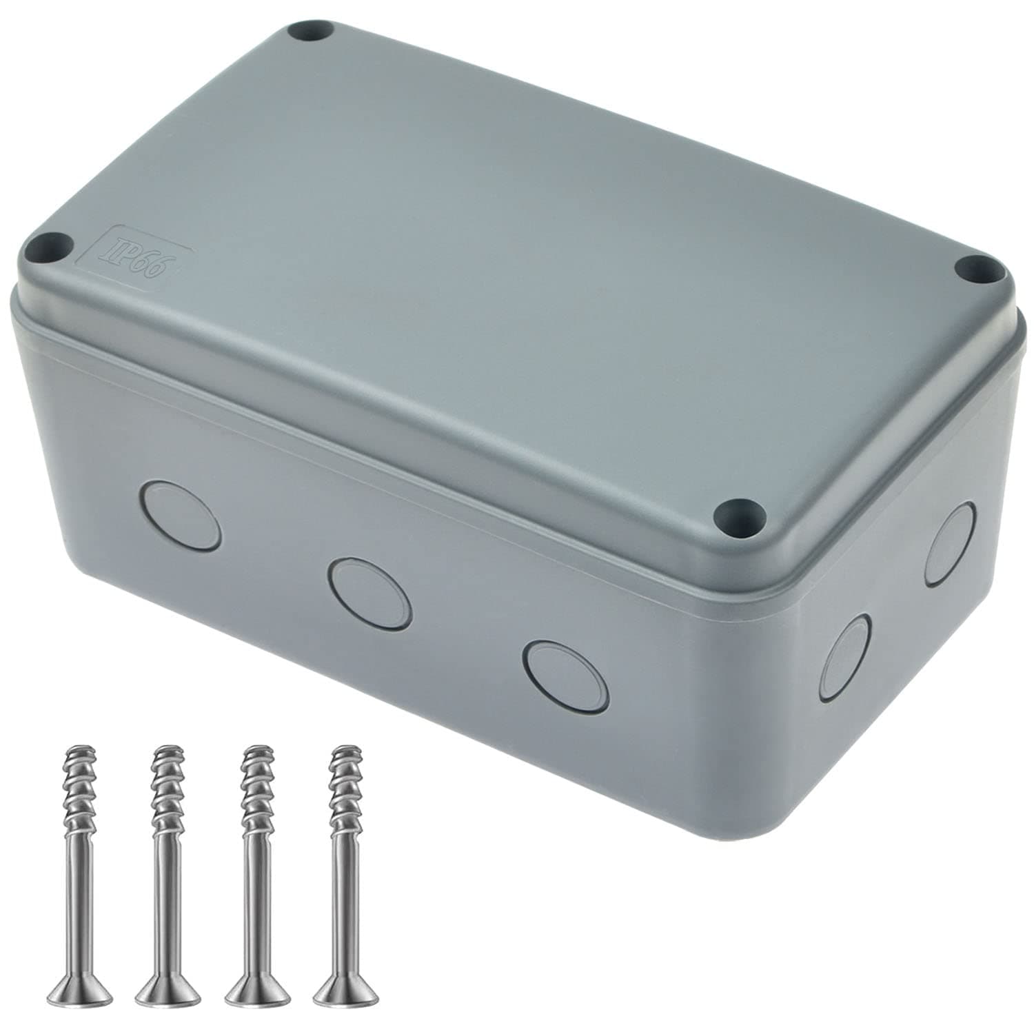 Nineleaf Waterproof Electrical Box,1PK Plastic Junction Box,IP66 External Electrical Project Enclosure Grey,7 1/8" x 4 1/2 "x 4" inch(181x111x100 mm),Fit M20*1.5mm Cable Gland for Outdoor Use