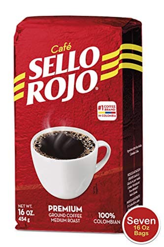 Café Sello Rojo Premium Colombian Coffee | Smooth & Flavorful | No Bitter Aftertaste | 100% Colombian Medium Roast Ground Coffee | Café de Colombia | 16 Ounce (Pack of 7)