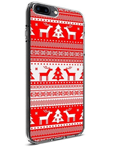 Back Protector for iPhone 8 Plus/iPhone 7 Plus 5.5 Inch Red Christmas Pattern