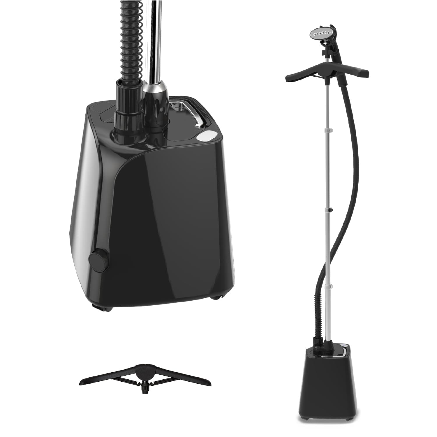 Vertical Steamer & Steamer Travel with 1800 W - 1.8 L Water Tank - Easy to Move with 4 Drive Wheels - 60s Heating Time - Anti-limescale Valve - Triple Heat Protection Hose - H18B