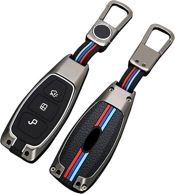 Kelay Zinc Alloy Ford Key Fob Cover for Focus, Fiesta, Galaxy, Kuga, Edge, Ranger, Mondeo, C-Max, S-Max - Sturdy 3 Button Matte Color Key Cover